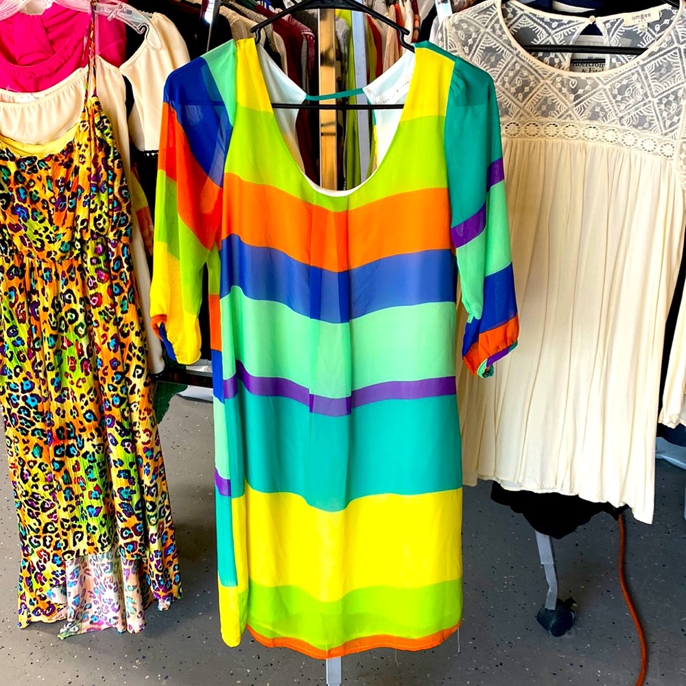 Bright striped dress